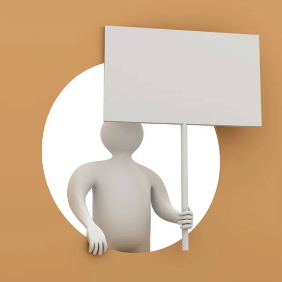 man with a poster logo